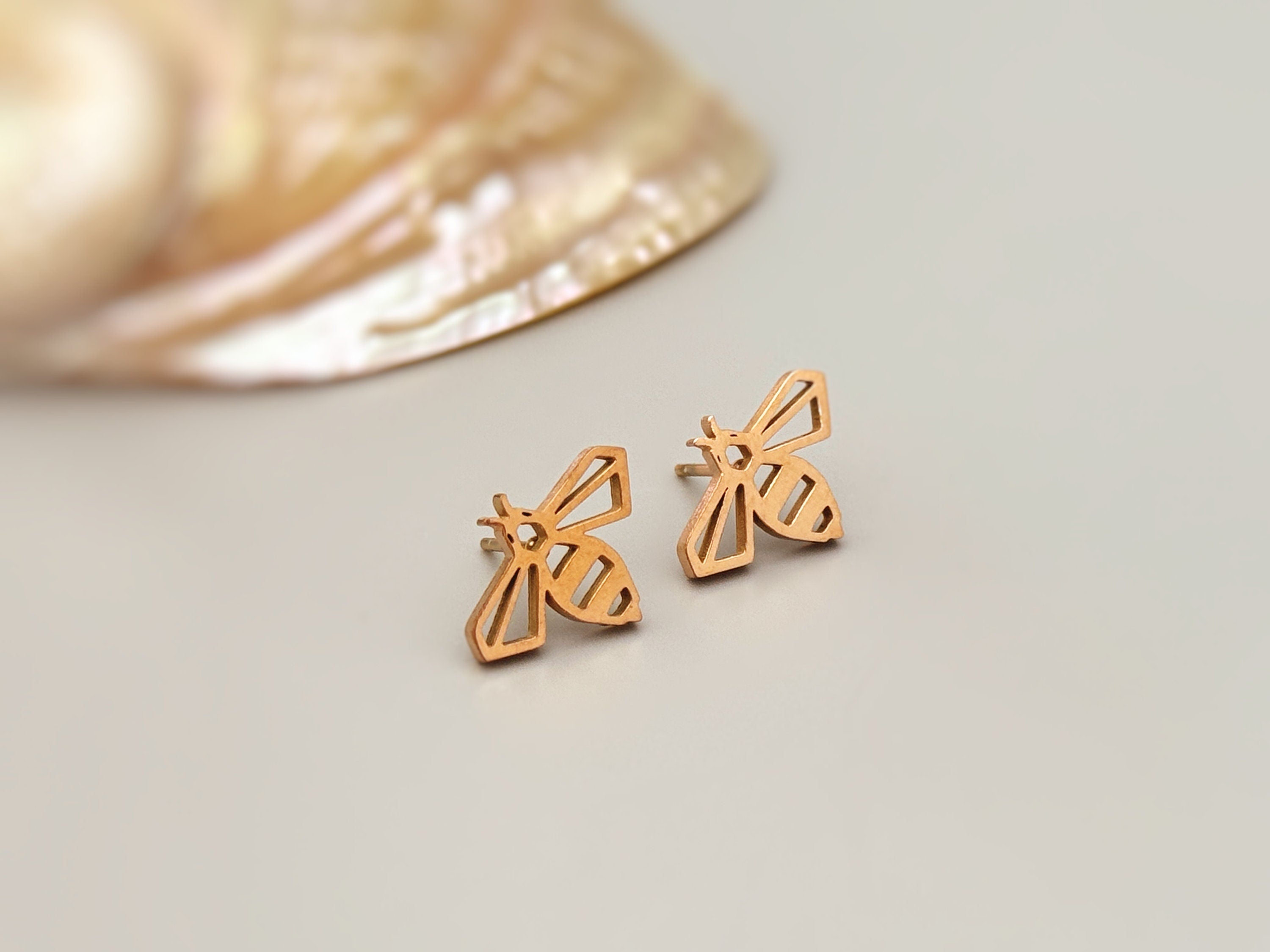 Dainty Bumble Bee Stud Earrings gold, silver, and rose gold handmade boho jewelry gift for nature lovers unique trendy gifts for nature lover granddaughter