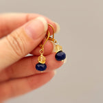 Lapis Earrings dangle gold sterling silver dangly citrine handmade blue gemstone handmade jewelry September birthstone gift for mom daughter