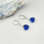 Sapphire Blue dangling earrings sterling silver, gold rose gold dainty tear drop crystal drop Kyanite Blue Quartz gemstone jewelry gift