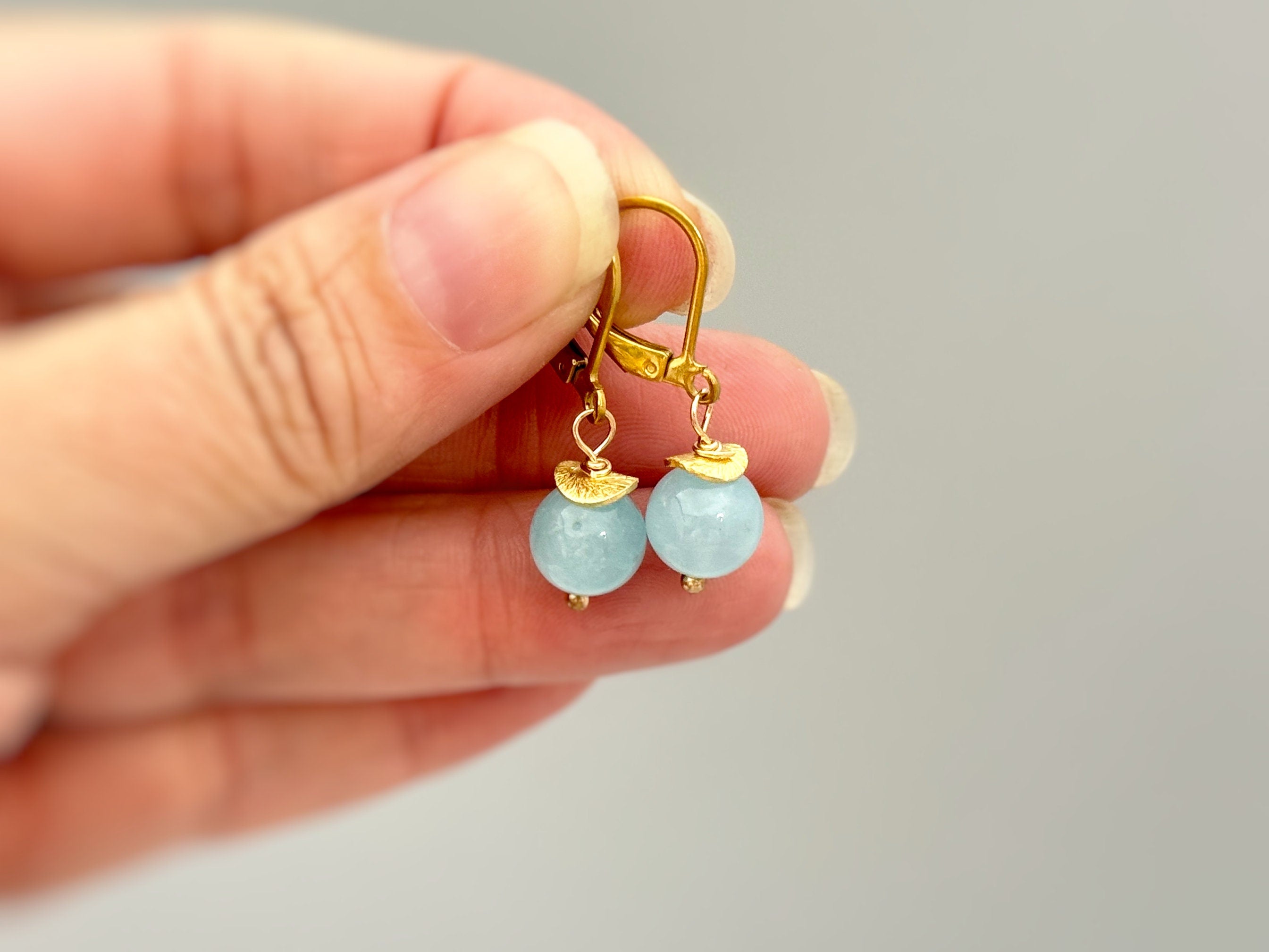 Aquamarine Earrings Dangle Sterling Silver, 14k Gold, rose gold modern blue gemstone March Birthstone handmade jewelry gift for sister, mom