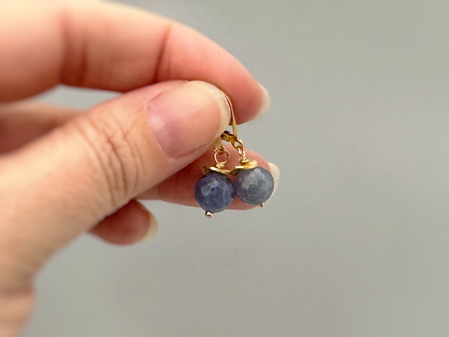 Genuine Blue Sapphire Earrings Dangle Sterling Silver, 14k Gold rose gold modern gemstone September Birthstone handmade jewelry gift for mom