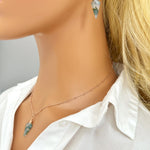 Moss Agate Earrings Dangle Rose Gold, Sterling Silver 14k Gold Leverbacks