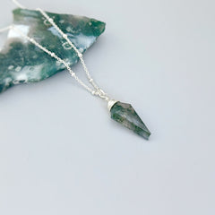 Moss Agate Necklace in Sterling Silver, 14k Gold Fill, or Rose Gold Fill