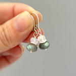 Labradorite and blue moonstone earrings in sterling silver