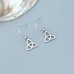 Celtic Trinity Knot Earrings dangle gold, sterling silver pagan Irish jewelry unique gift for friend handmade dangly lightweight earrings