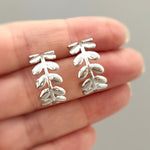 Silver Olive Leaf Earrings Stud Hoops dangly botanical plant earrings in Silver, Gold Rose Gold Handmade Jewelry for women gift for gardener