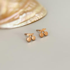 Dainty Rose Gold Cherry Stud Earrings in silver, gold or rose gold. Handmade Jewelry gift for gardener, child, teenager, granddaughter, sister