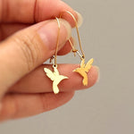 Hummingbird Earrings dangle silver, gold Bird Jewelry unique gift for mom, nature bird lover, wife, sister Handmade dangly long lightweight