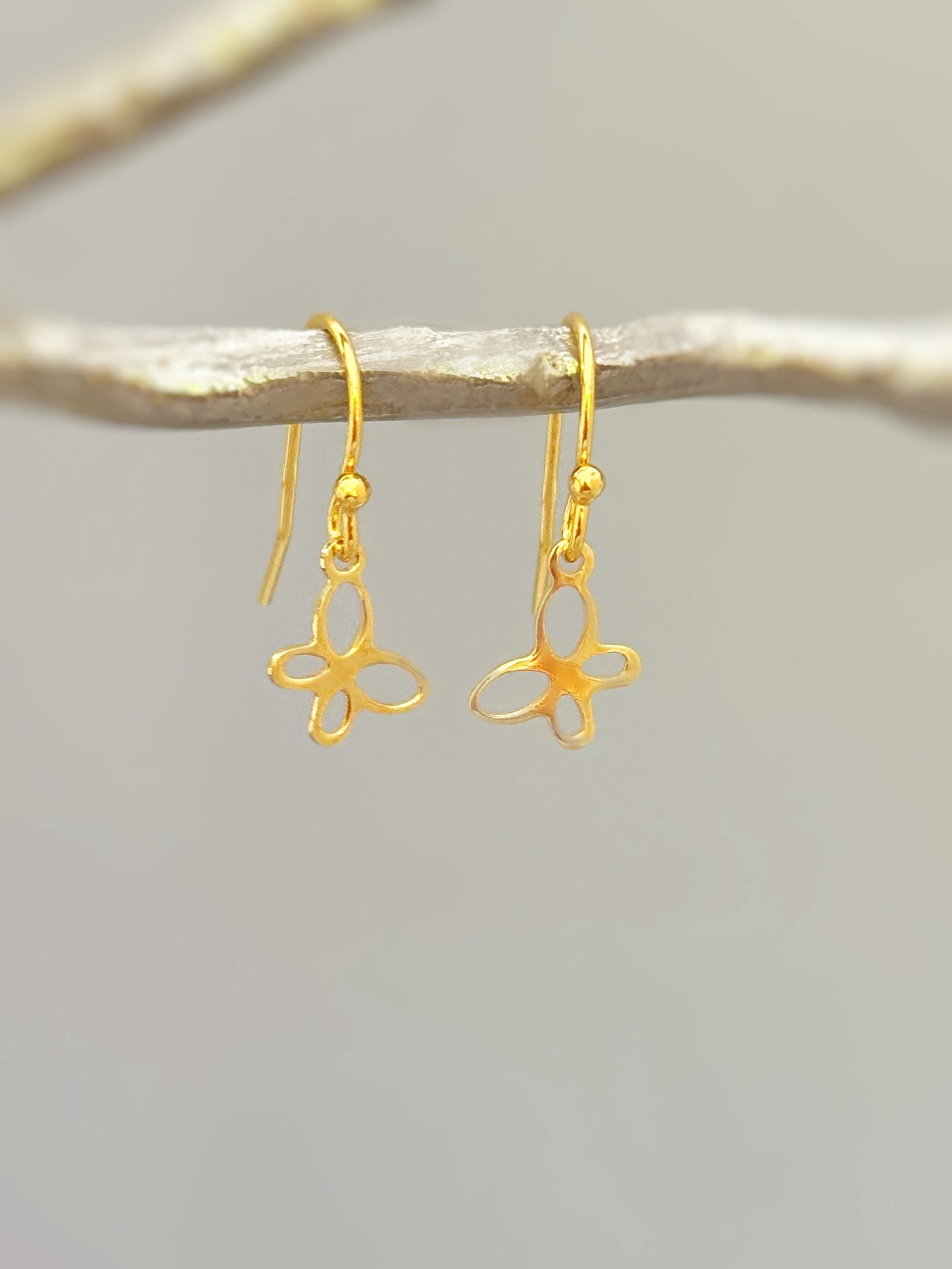 Dainty Butterfly Earrings Dangle Gold, Silver, Rose Gold fun animal Jewelry gifts for daughter, granddaughter, sister, gardener nature lover