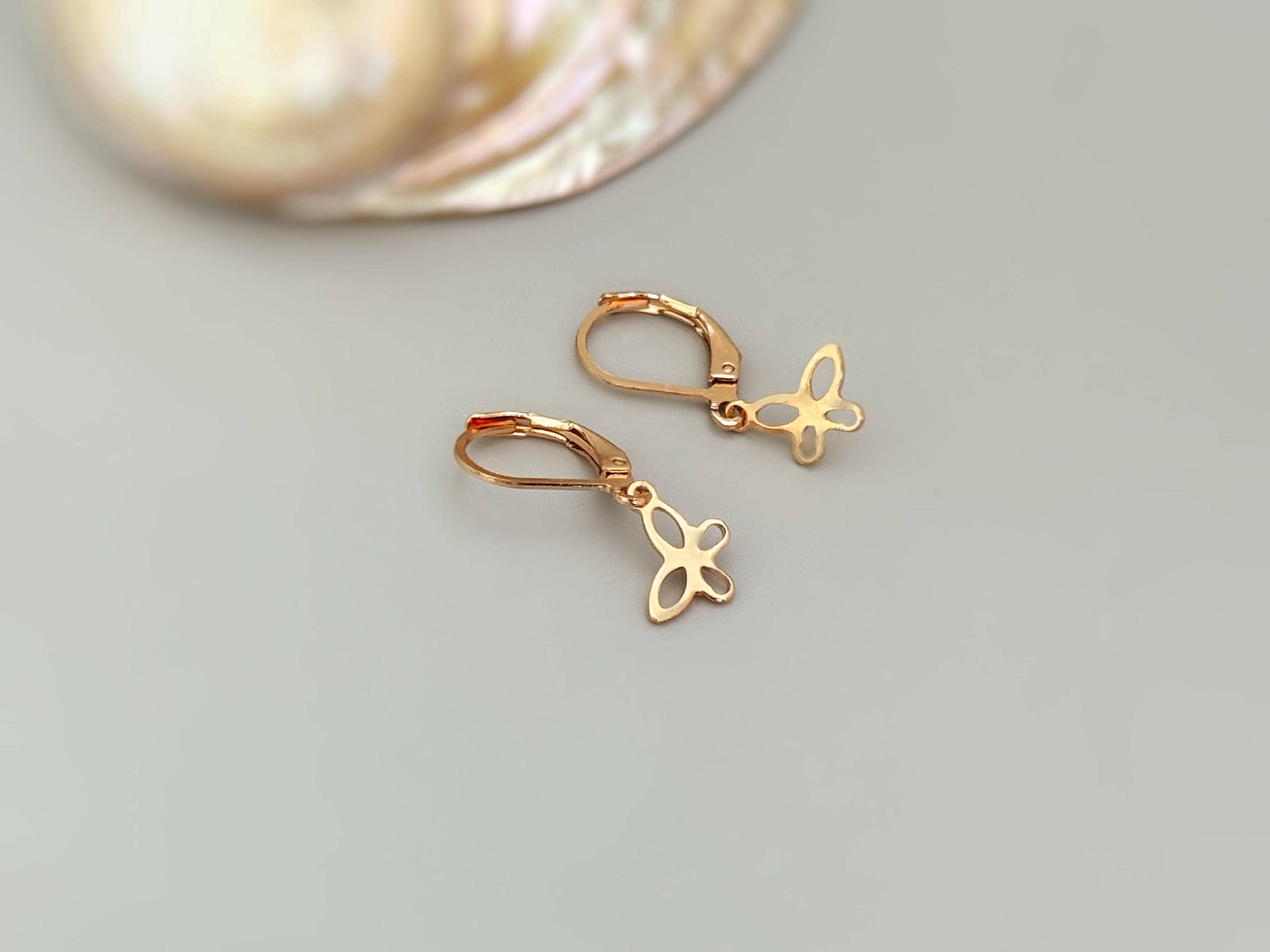 Tiny Butterfly Earrings Dangle Gold, Silver, Rose Gold fun animal Jewelry gifts for daughter, granddaughter, sister, gardener nature lover