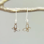 Dainty Butterfly Earrings Dangle Rose Gold, Silver, Gold