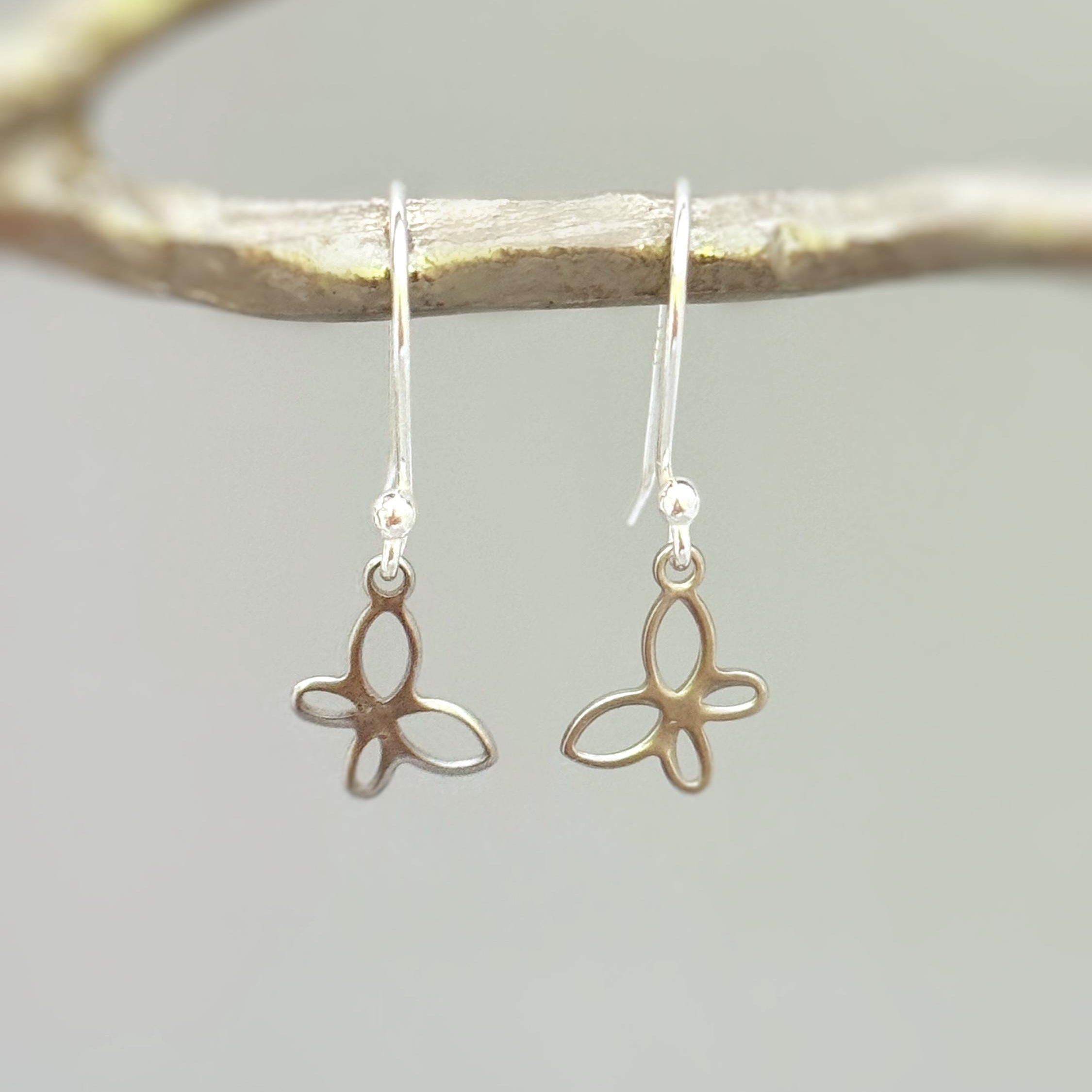 Dainty Butterfly Earrings Dangle Rose Gold, Silver, Gold