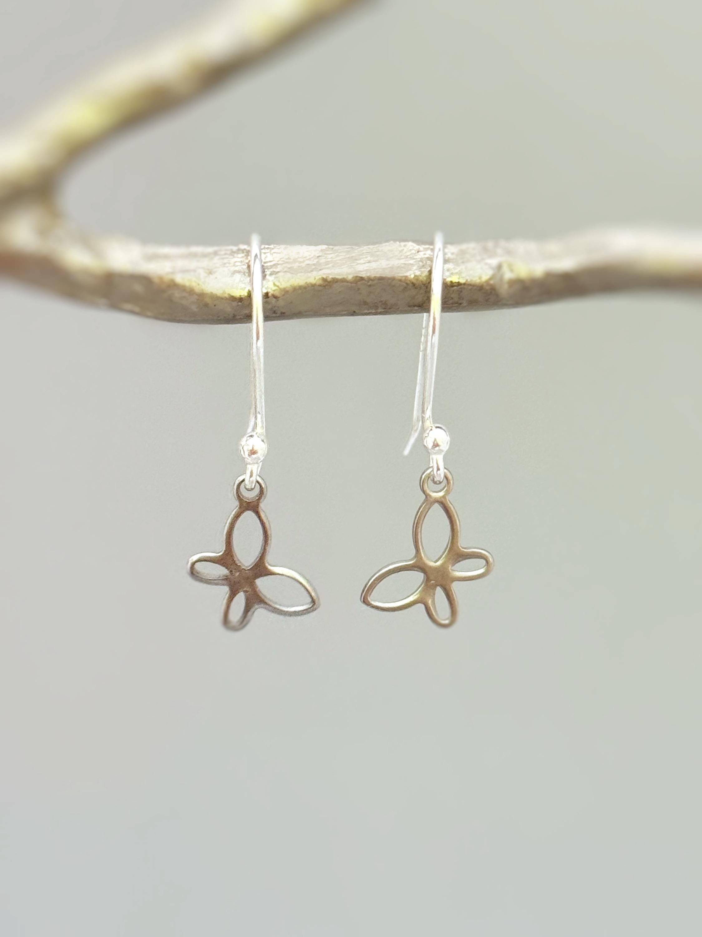 Dainty Butterfly Earrings Dangle Rose Gold, Silver, Gold