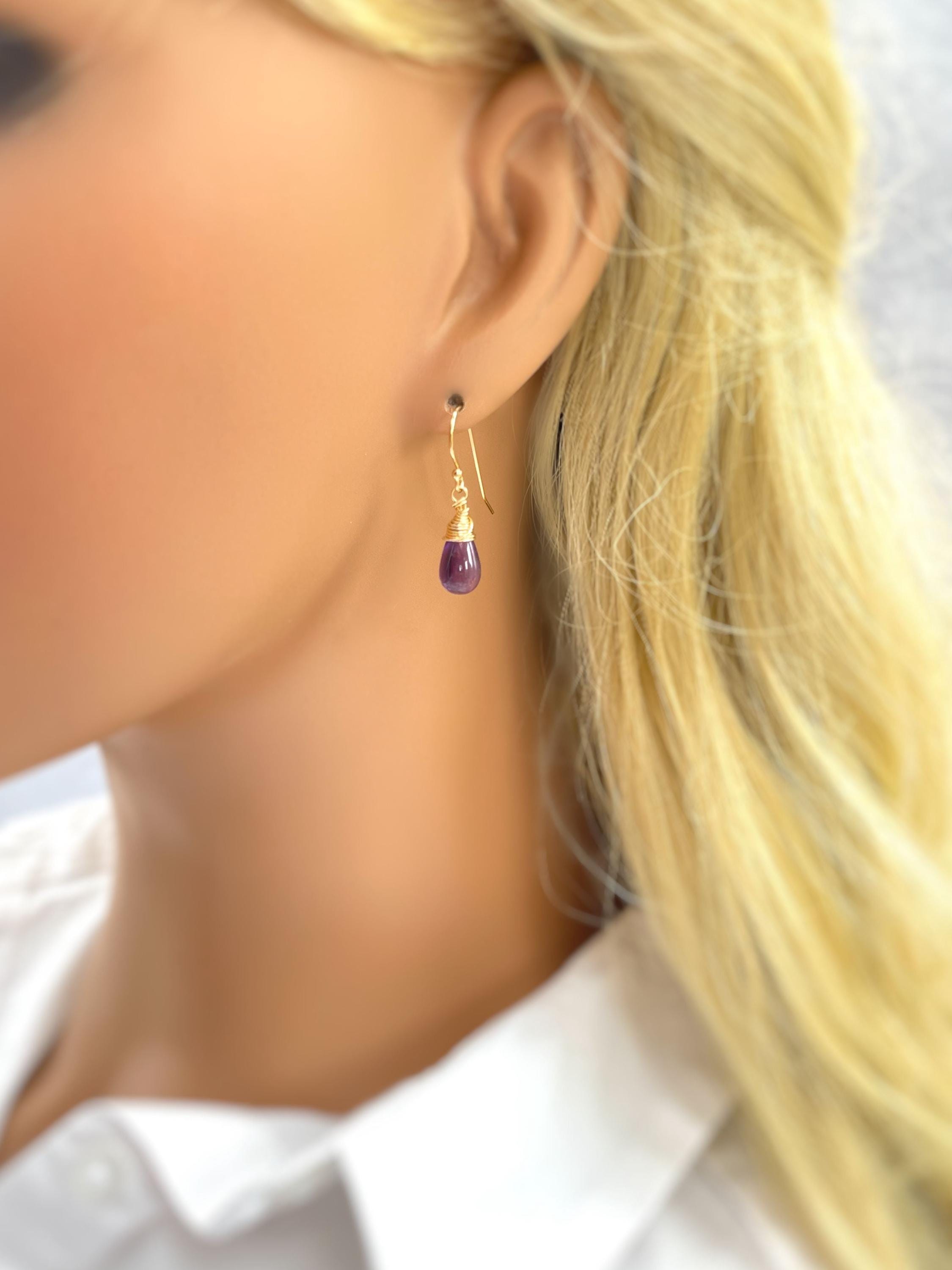 Minimalist Amethyst Earrings