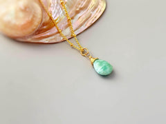 Larimar necklace Gold, Sterling Silver, Rose Gold dainty handmade boho jewelry layering blue gemstone pendant necklace gift for sister, mom