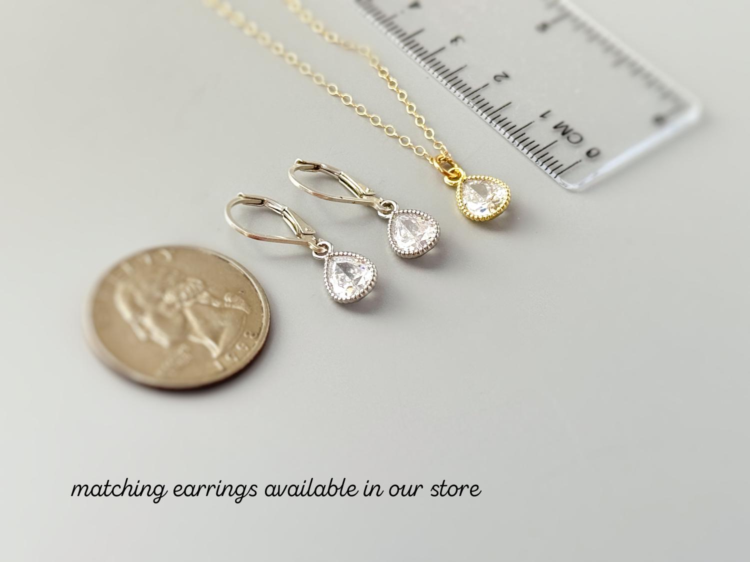 Dainty Crystal Necklace Gold handmade jewelry unique sparkly teardrop boho charm pendant gift for friend, granddaughter, mom, sister, wife