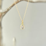 Dainty Gold Crystal Necklace handmade jewelry unique sparkly teardrop boho charm pendant gift for friend, roommate, daughter, mom, sister