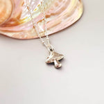 Mushroom Necklace Sterling Silver, Gold handmade cottagecore jewelry fun, unique nature boho charm pendant necklace gift for friend, roommate, sister