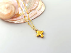 Mushroom Necklace Gold handmade cottagecore jewelry fun, unique nature boho charm pendant necklace gift for friend, roommate, sister