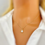Dainty Crystal Tear Drop Necklace Gold, silver