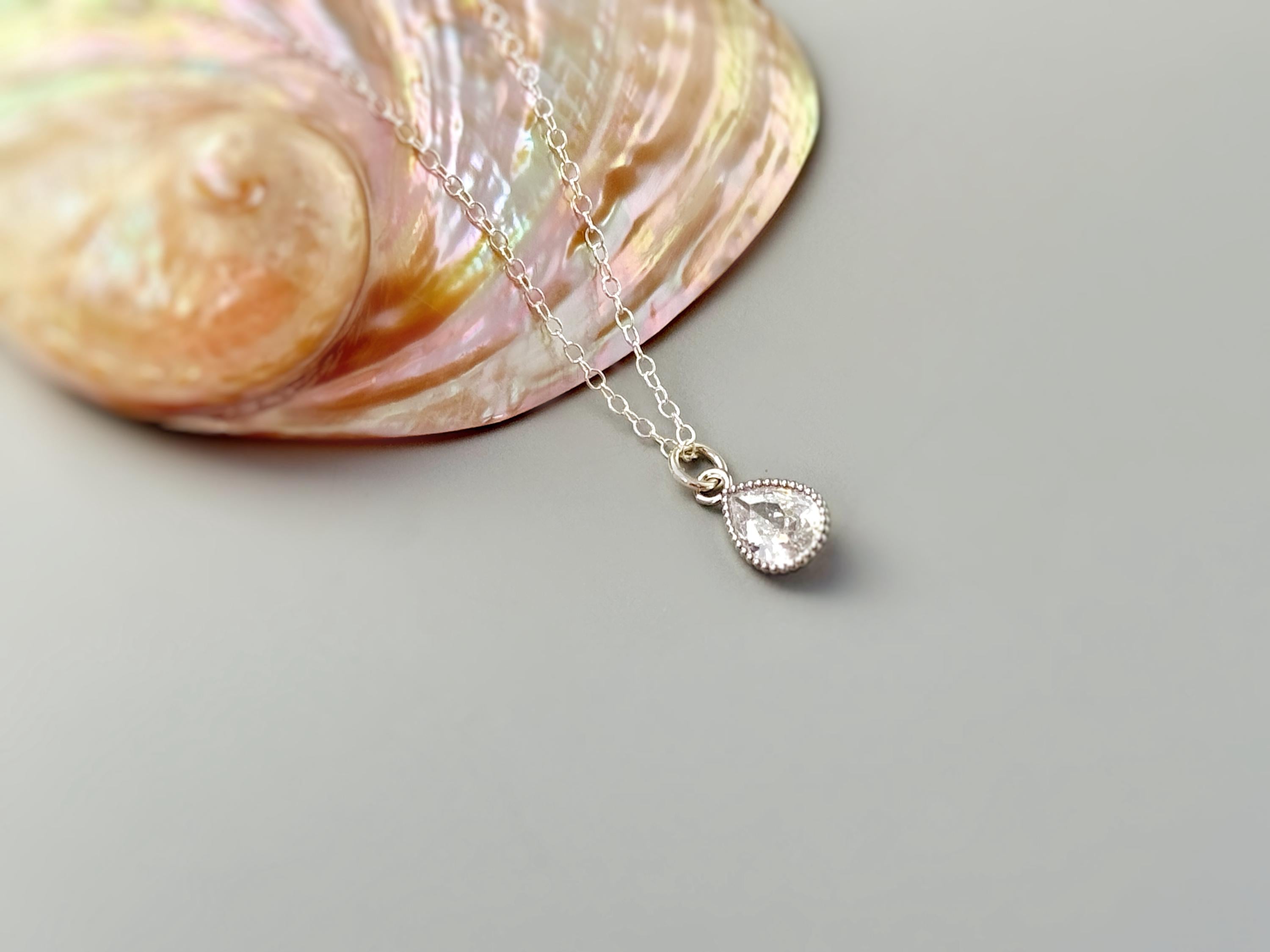 Dainty Crystal Necklace Gold handmade jewelry unique sparkly teardrop boho charm pendant gift for friend, granddaughter, mom, sister, wife