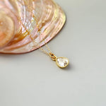 Dainty Crystal Necklace Gold handmade jewelry unique sparkly teardrop boho charm pendant gift for friend, granddaughter, mom, sister, wife