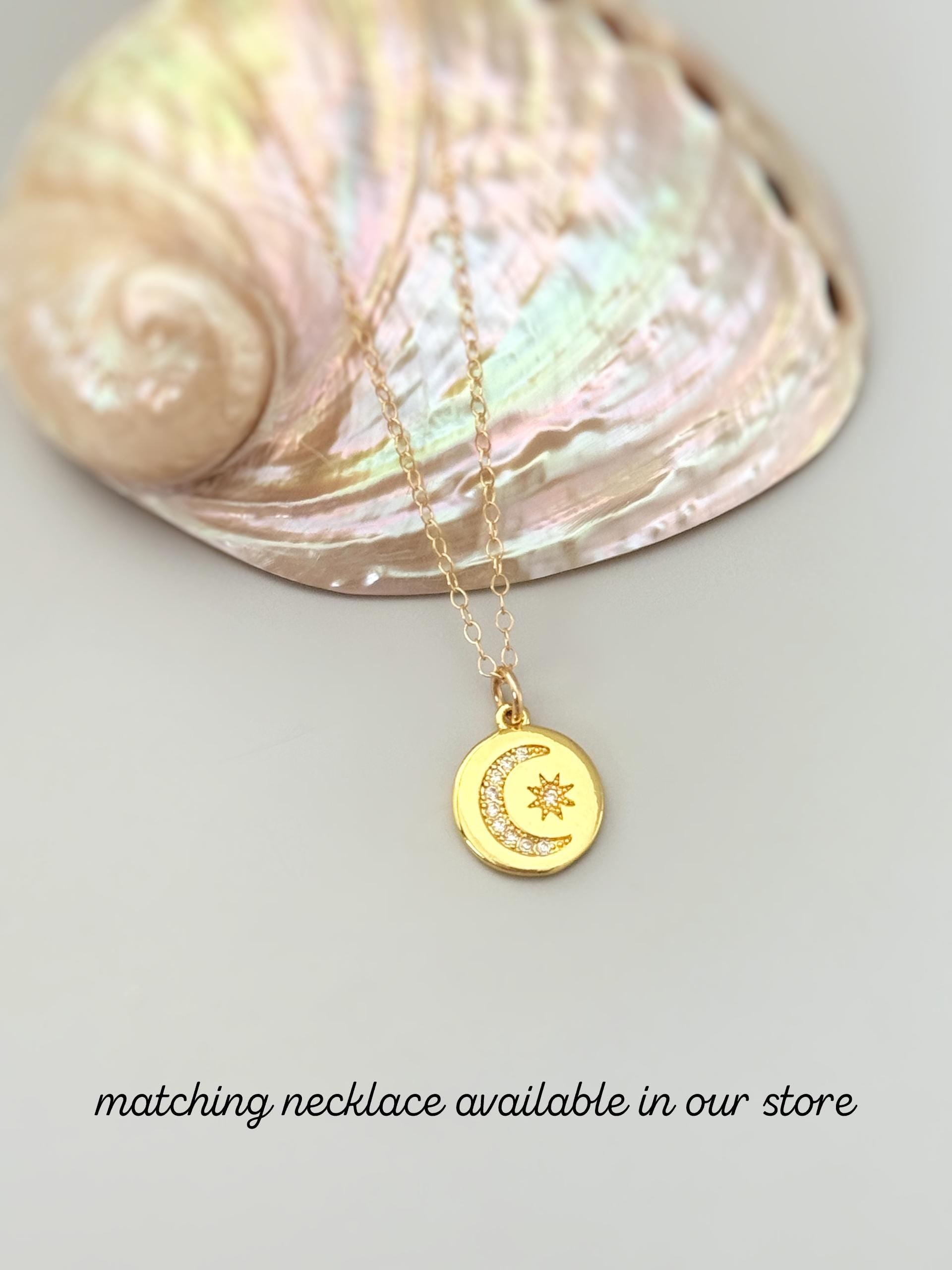 Crystal Crescent Moon Celestial Earrings dangle