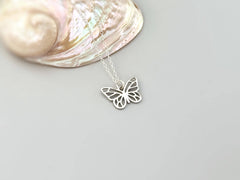 Butterfly Necklace Sterling Silver 14k Gold, handmade boho handmade unique jewelry gift for nature lovers gardeners, sister, daughter, mom