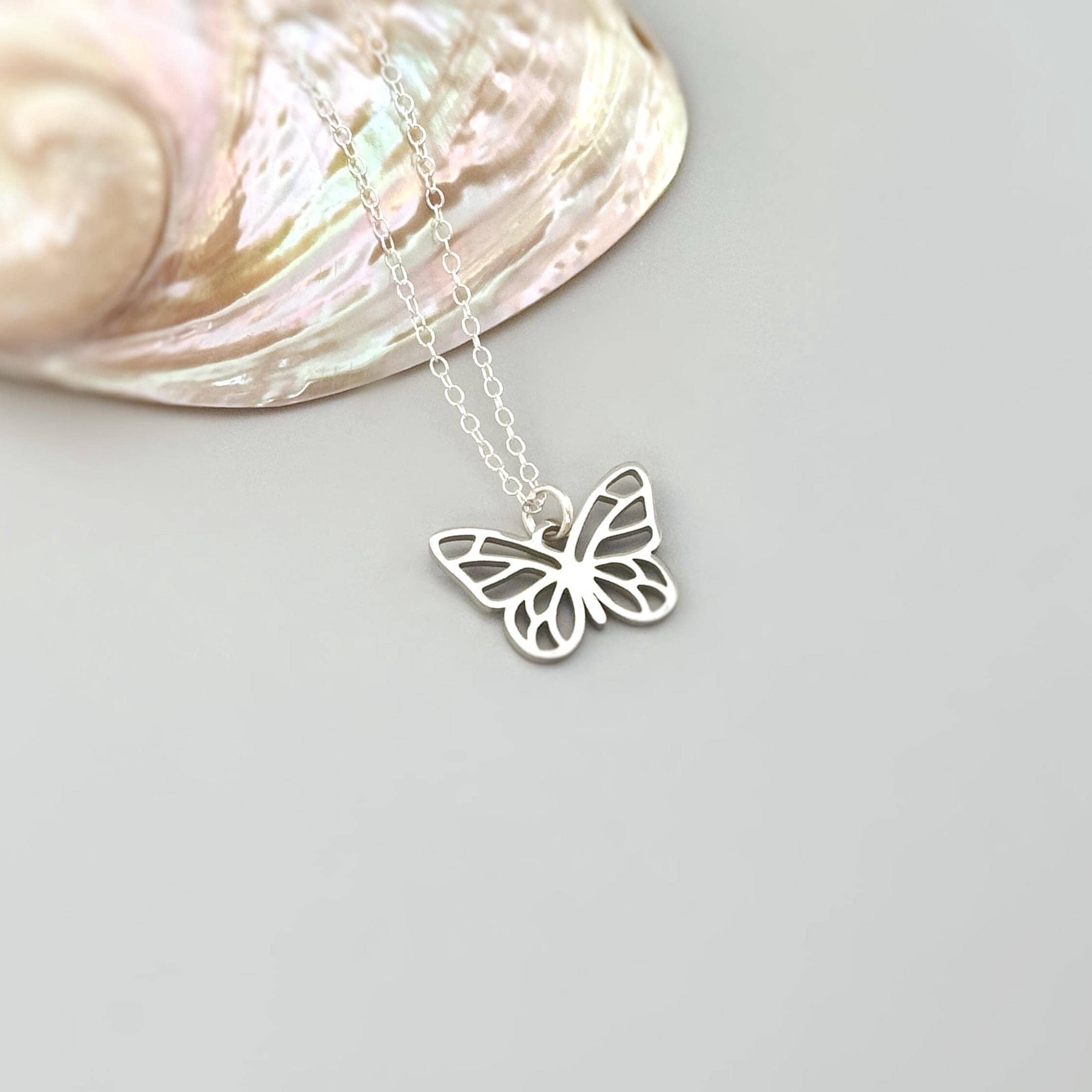 Butterfly Necklace Sterling Silver 14k Gold, handmade boho handmade unique jewelry gift for nature lovers gardeners, sister, daughter, mom