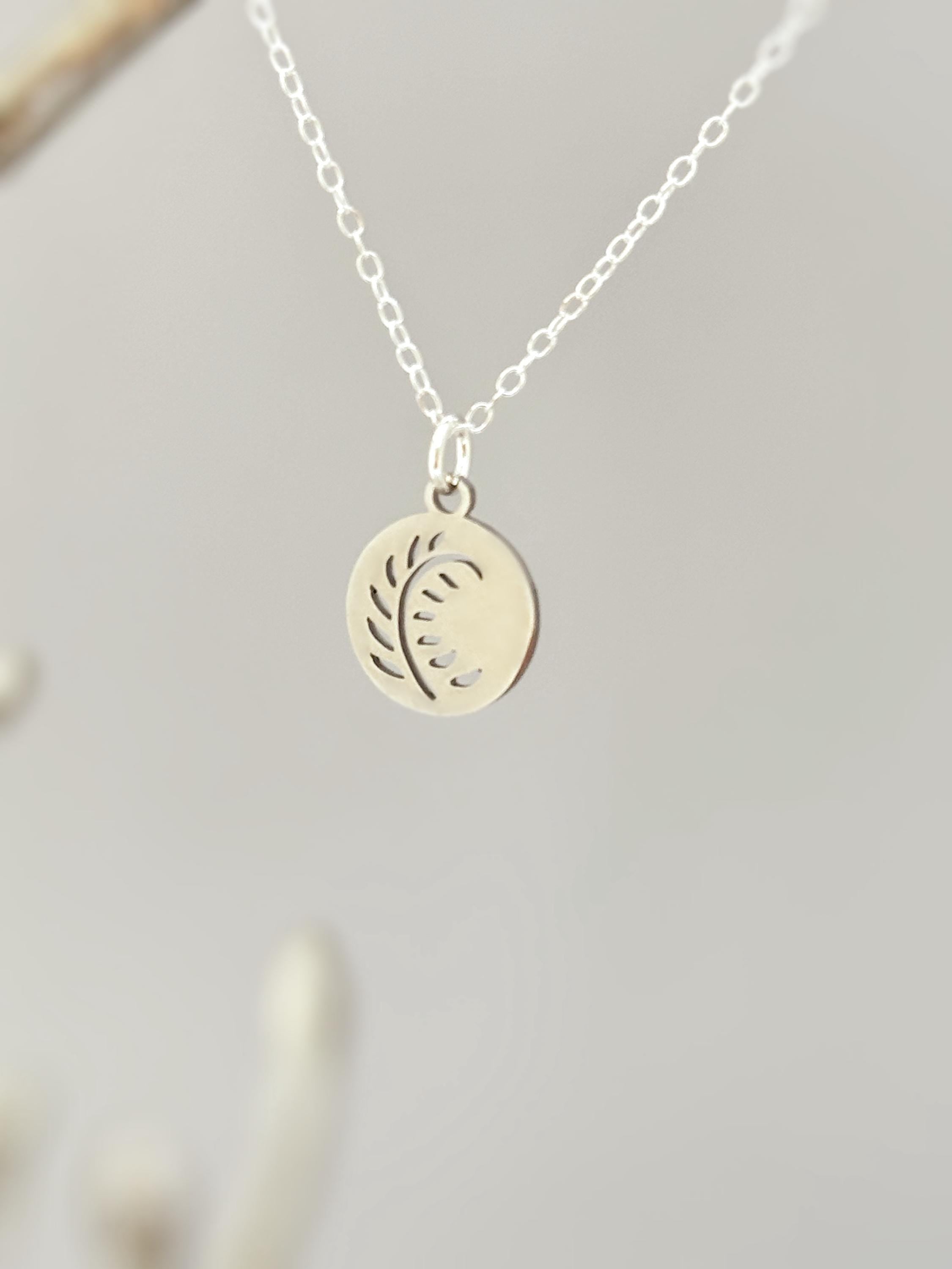 Dainty Fern Necklace Sterling Silver handmade boho leaf nature jewelry unique gift for gardeners sister, daughter, mom, granddaughter