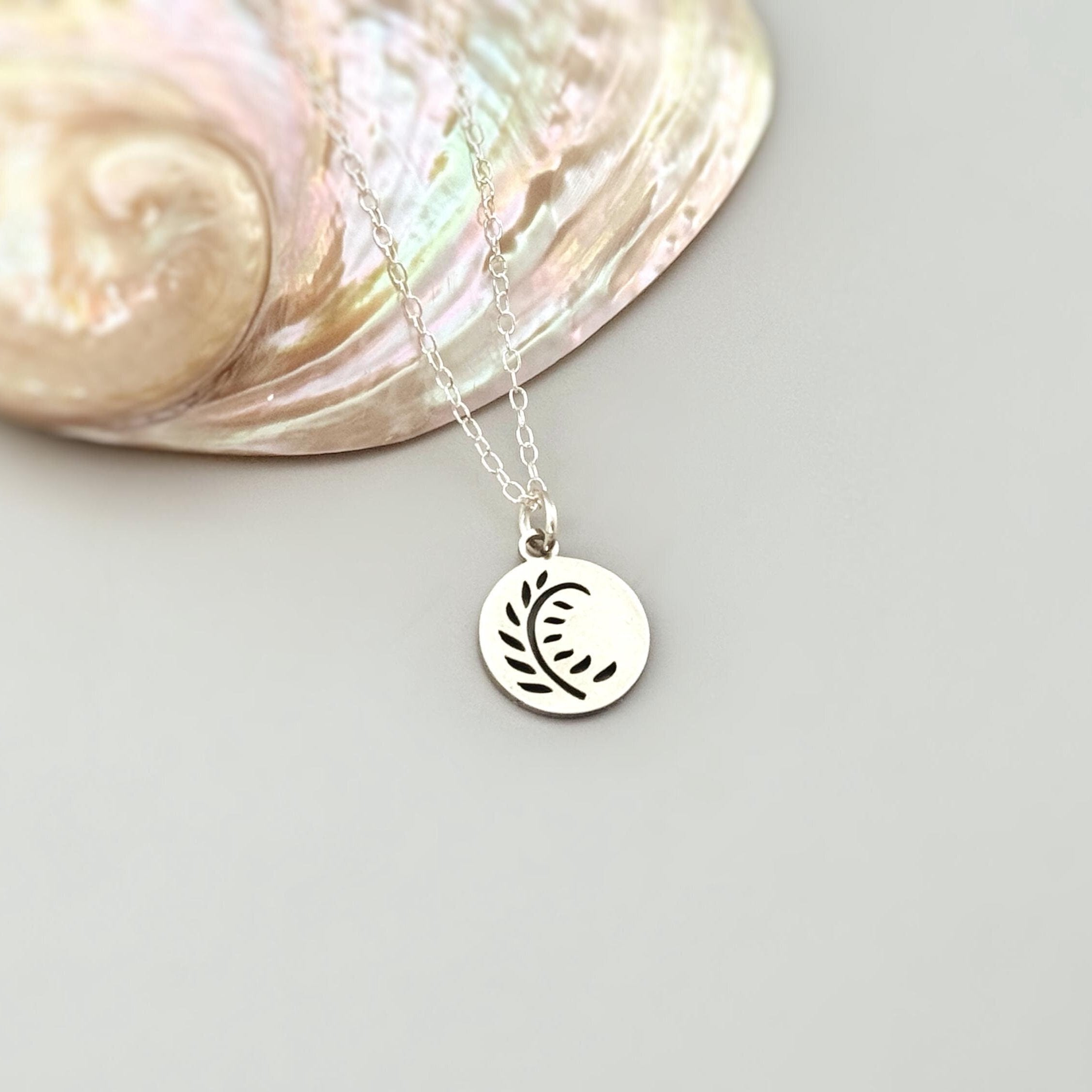 Dainty Fern Necklace Sterling Silver handmade boho leaf nature jewelry unique gift for gardeners sister, daughter, mom, granddaughter