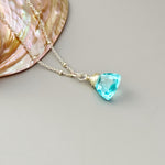 Sky Blue Necklace 14k gold, Sterling Silver, Rose Gold, layering gemstone pendant blue quartz handmade Jewelry November Birthstone gift