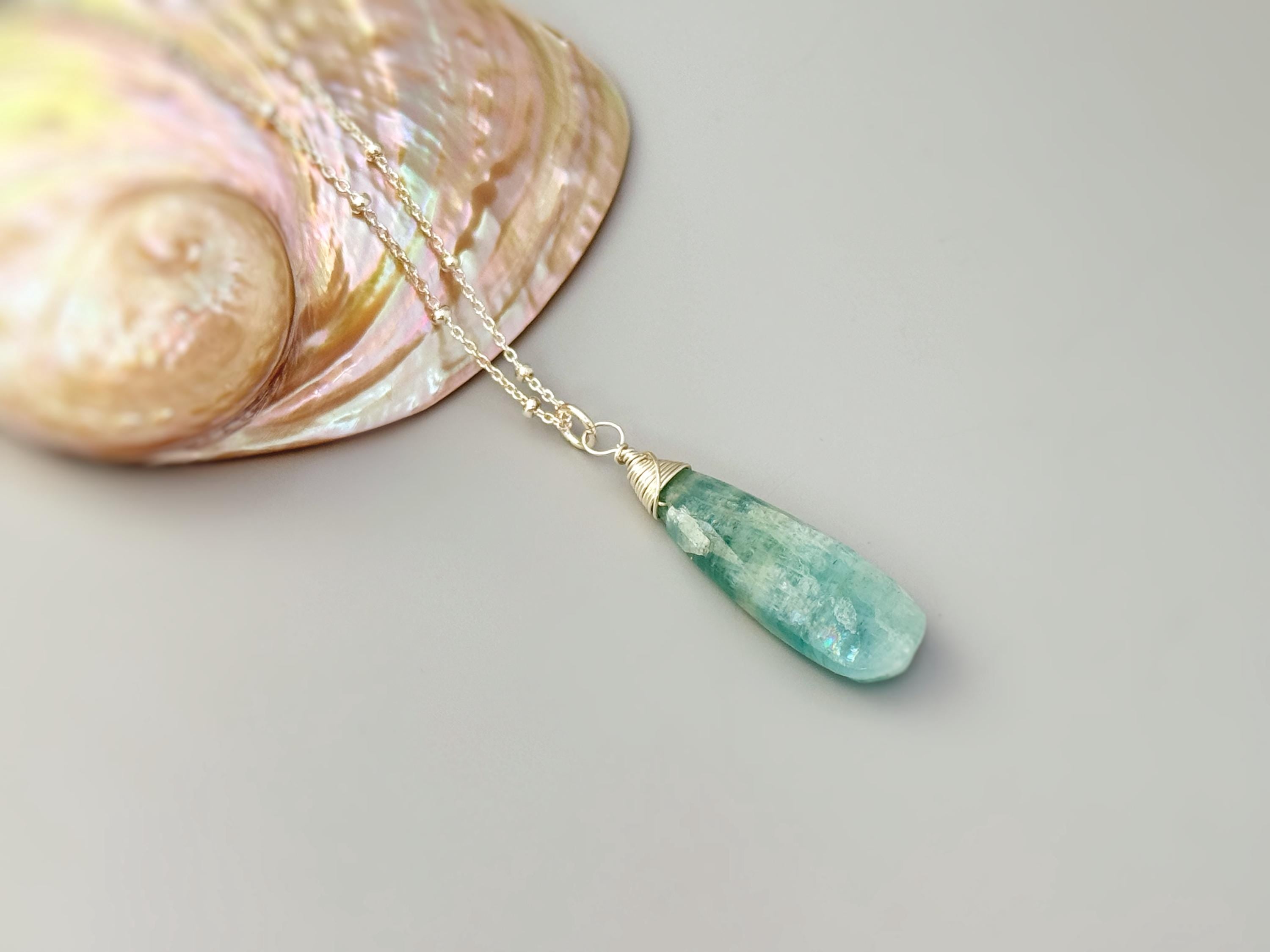 Aquamarine Necklace 14k Gold, silver Handmade gemstone layering pendant natural Aquamarine Jewelry March birthstone gift for mom wife sister