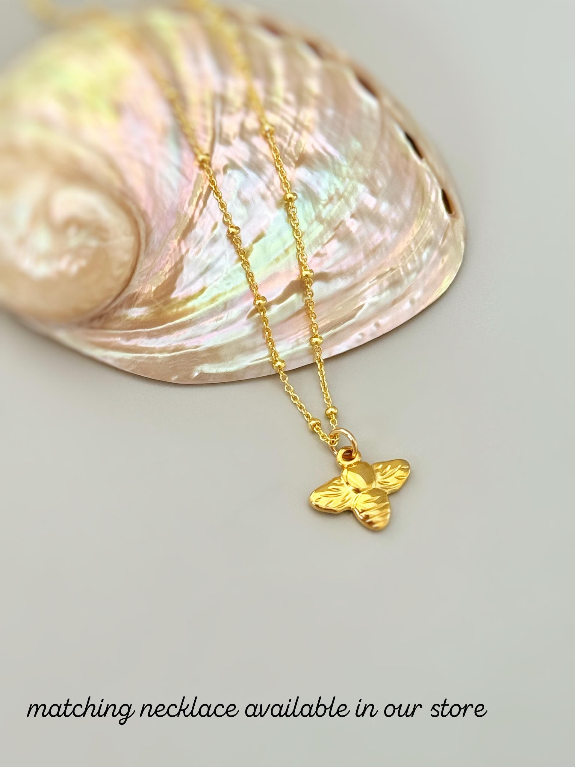 Dainty Honey Bee Earrings dangle Gold, Silver