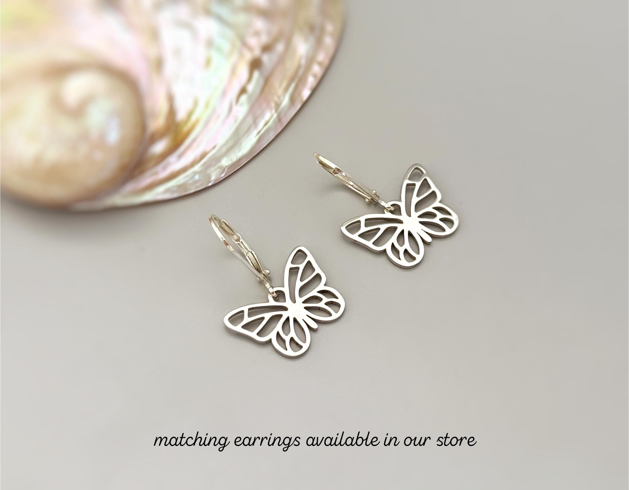 Butterfly Necklace Silver, Gold