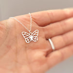 Butterfly Necklace Sterling Silver 14k Gold, handmade boho handmade unique jewelry gift for nature lovers gardeners, sister, daughter, mom