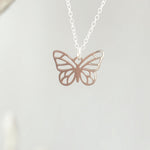 Butterfly Necklace Sterling Silver 14k Gold, handmade boho handmade unique jewelry gift for nature lovers gardeners, sister, daughter, mom