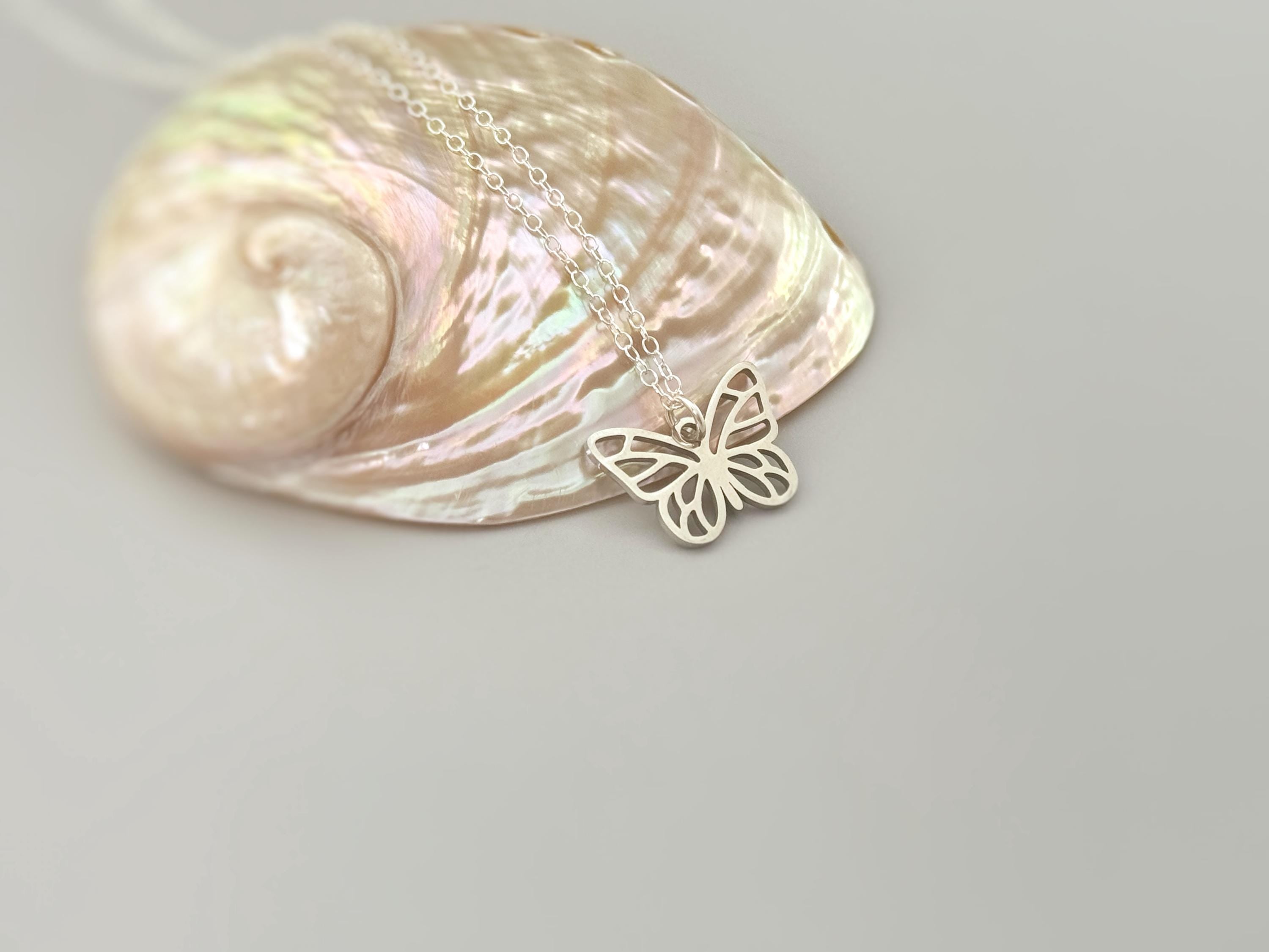 Butterfly Necklace Silver, Gold