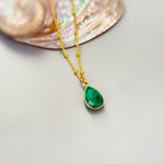 Emerald Necklace 14 Gold, Sterling silver, Handmade gemstone pendant Genuine Raw Emerald handmade jewelry layering necklace May Birthstone