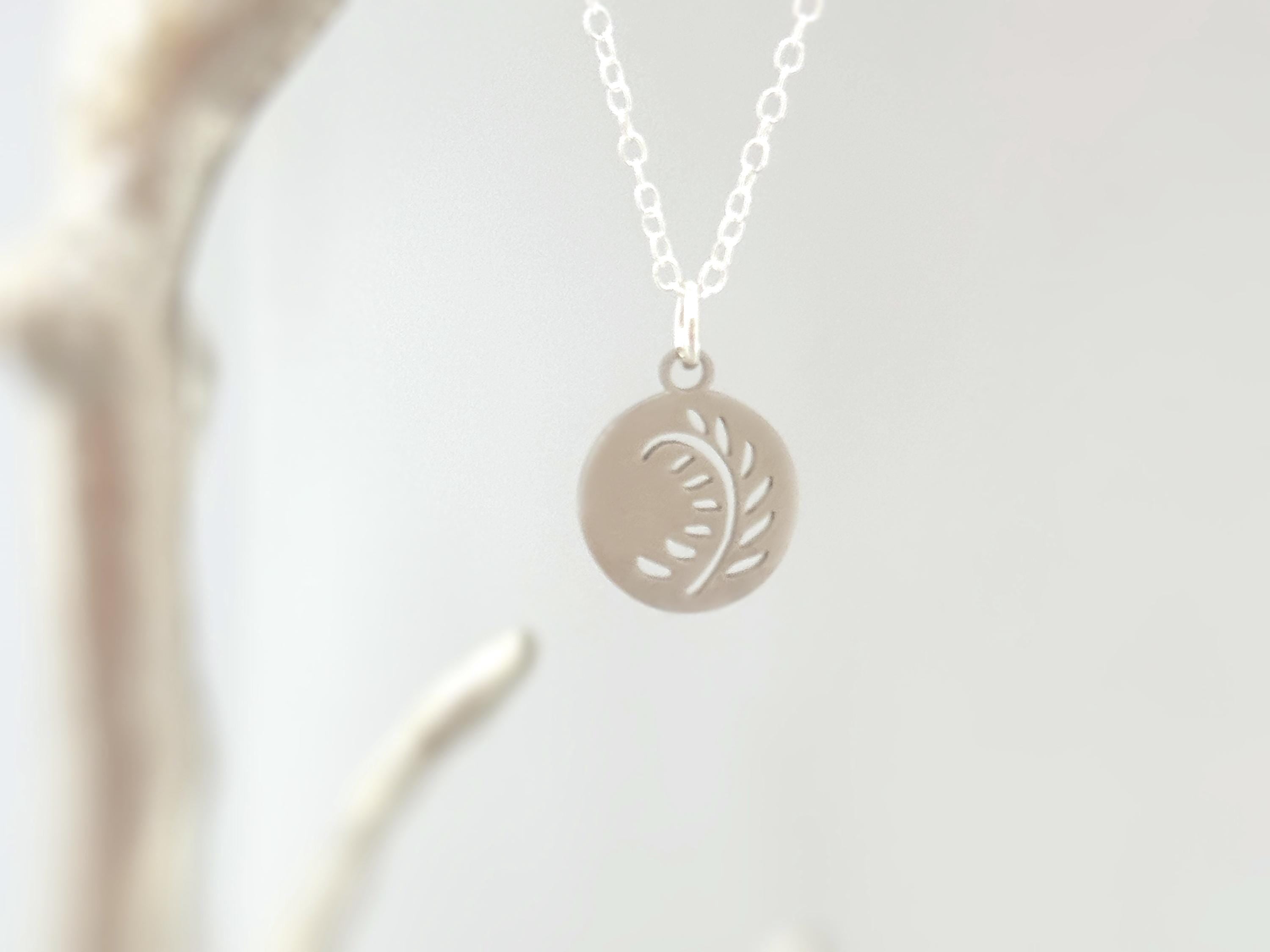 Dainty Fern Necklace Sterling Silver handmade boho leaf nature jewelry unique gift for gardeners sister, daughter, mom, granddaughter