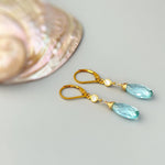 Aquamarine Earrings dangle 14k Gold, Sterling Silver, rose gold handmade blue gemstone March Birthstone crystal Jewelry gift for mom, wife