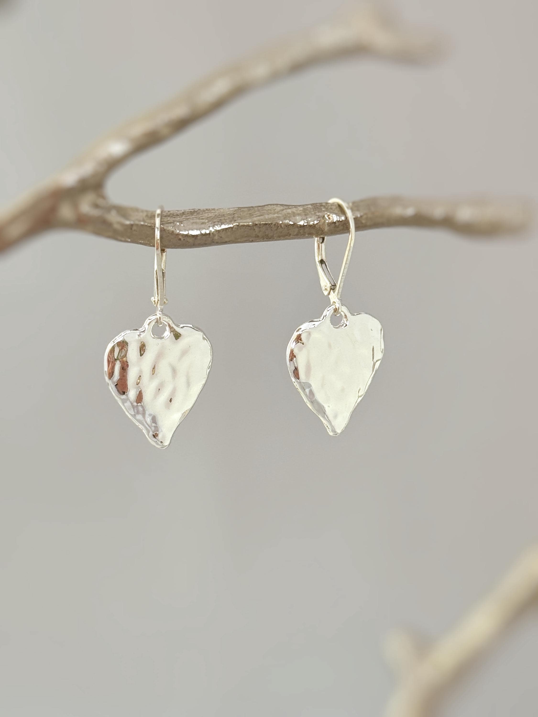 Heart Earrings Silver dangle drop sparkly boho handmade heart jewelry romantic gift for wife, girlfriend, mom, sister, daughter, friend