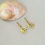 Maple Leaf Earrings dangle sterling silver, gold handmade dangly long lightweight nature Jewelry unique gift for mom, gardener, wife, sister