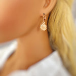 Gold Sunflower Earrings dangle