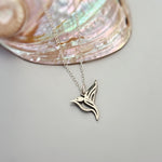 Hummingbird Necklace Sterling Silver Gold handmade jewelry unique nature boho charm pendant necklace gift for bird lover friend daughter mom