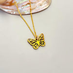 Butterfly Necklace Silver, Gold