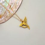 Hummingbird Necklace Sterling Silver Gold handmade jewelry unique nature boho charm pendant necklace gift for bird lover friend daughter mom