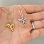 Hummingbird Necklace Sterling Silver Gold handmade jewelry unique nature boho charm pendant necklace gift for bird lover friend daughter mom