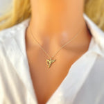Hummingbird Necklace Sterling Silver Gold handmade jewelry unique nature boho charm pendant necklace gift for bird lover friend daughter mom