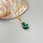 Abalone Necklace shell pendant 14k gold fill, Rose Gold, Sterling Silver iridescent summer beach jewelry layering necklace for women